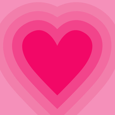 Heart gradient Valentine's day background. Pink heart striped pattern. Glowing hearts. Template for wallpaper frame, banners, posters greeting card, wedding invitation. Flat design Vector illustrationのイラスト素材