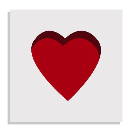 Red heart. Valentine paper hearts. Paper heart effect. Simple shape. Happy Valentines Day. Love sign symbol. Greeting card template. Cute graphic object. Flat design. White background. Vectorのイラスト素材