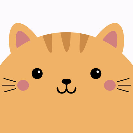 Cute orange cat. Funny square head face. Cartoon baby pet character. Picking kitten head. Kawaii funny animal. Greeting card. Notebook cover, tshirt sticker print. White background. Flat design Vectorのイラスト素材
