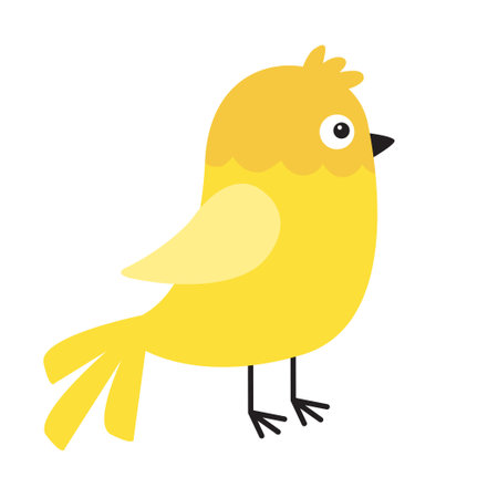 Cute bird icon. Kawaii cartoon funny baby character. Yellow birds collection. Colorful sticker decoration print. Childish style. Flat design. Isolated. White background. Vectorのイラスト素材