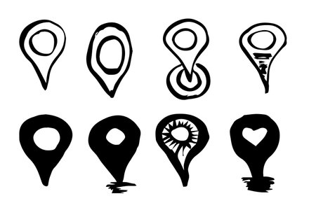 Cartographic Sketches Vector Doodle Hand-Drawn GPS Coordinates for Concept Design.のイラスト素材