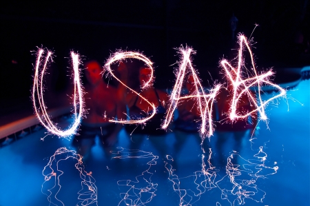 USA spelt with Sparklersの写真素材