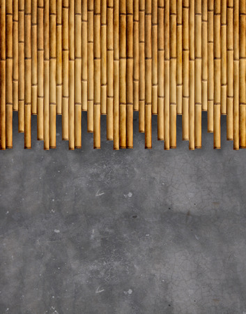 concrete wall with bamboo textureの写真素材