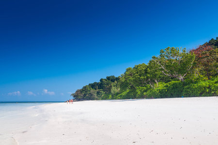 Beautiful blue sea ,blue sky in summer from tachai island in Thailandの写真素材