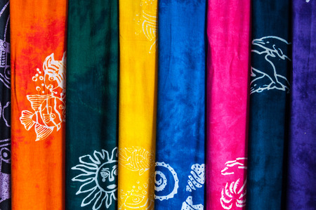 Colorful sarongs (balinese cloth), Bali, Indonesiaの写真素材
