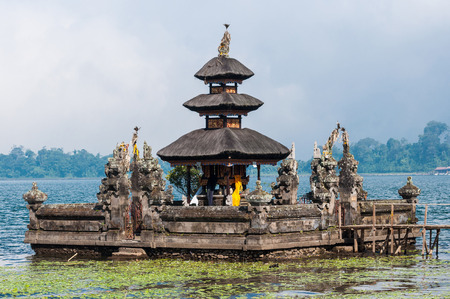 Pura Ulun Danu temple on a lake Bratan, Bali, Indonesiaの写真素材