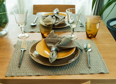 Ceramic tableware on the table