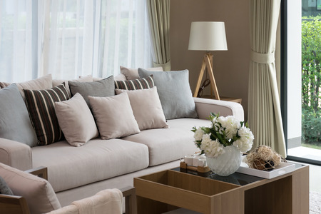 modern living room design with sofa and wooden lamp modern living room design with sofa and wooden lamp