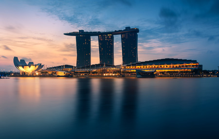 Singapore, Singapore - August 11,2012: The Marina Bay Sands in The Morning.のeditorial素材