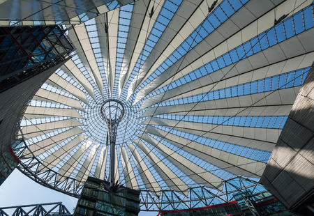 Berlin, Germany - April 17, 2013: Potsdamer platz, roof dome of Sony Center in Berlin. Potsdamer platz, destroyed during World War II, is the most redeveloped area since German reunification.のeditorial素材