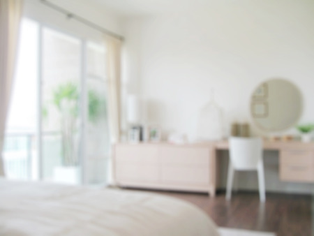 defocus blur abstract background of modern bedroom interiorの写真素材
