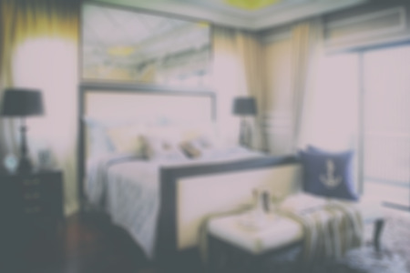 Blurred background bedroom in classic style interiorの写真素材