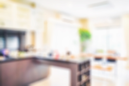 defocus dining table and pantry in the kitchenの写真素材