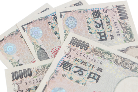 Banknotes of the Japanese 10,000 yen -Isolated on white backgroundの写真素材