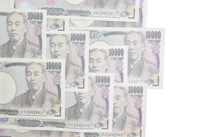 Banknotes of the Japanese 10,000 yen -Isolated on white backgroundの写真素材