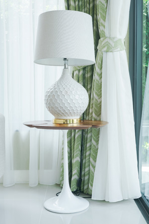Modern classic style table lamp at corner of living roomの写真素材