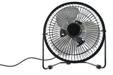 Desk Fan Front View on White Background