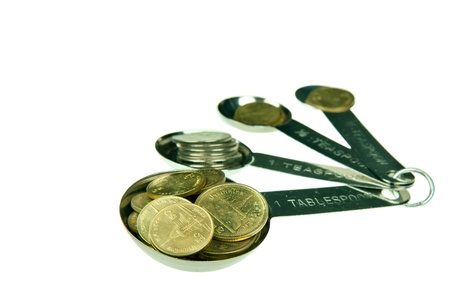 Coin in measuring spoonの写真素材