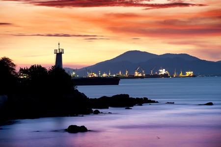 lighthouse in twilightのeditorial素材