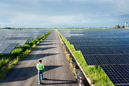 Solar power station top viewの写真素材