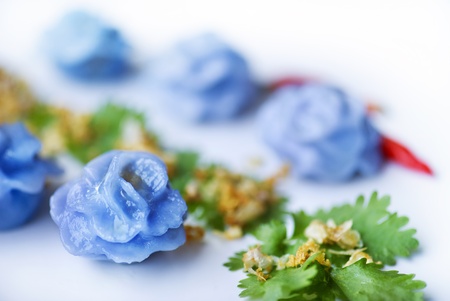 Thai style wonton with fried garlicの写真素材