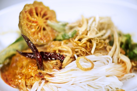 Mix nooodle and  coconut milk curryの写真素材