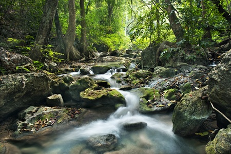 waterfall in Erawan national park , Kanchanaburi , thailandの写真素材