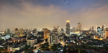 top view of bangkok city at nightの写真素材