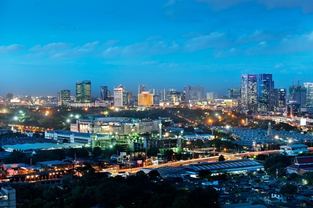 ttop view of bangkok city at night at JJ market , Thailandの写真素材