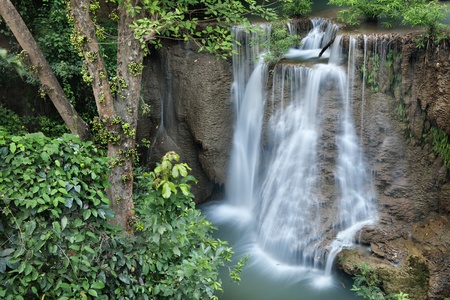 waterfall in  national park , Kanchanaburi , thailandの写真素材