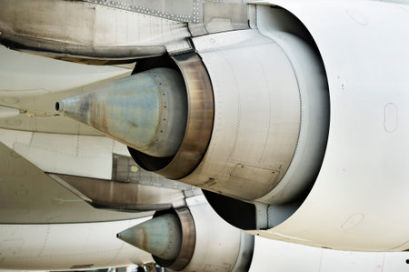 Old jet engine under wing