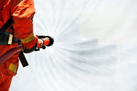 Firefighter during training