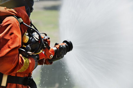 Firefighter during trainingの写真素材
