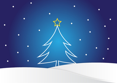line made christmas tree shape and star on top of the tree, christmas background, vector, copy space for text, illustration, paper art and origami styleのイラスト素材