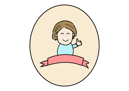 woman thumbs up logo with white background, cartoon styleのイラスト素材