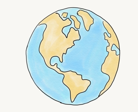 hand draw world isolated on white background, illustration, pastel watercolor styleの写真素材