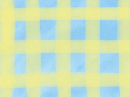Abstract hand draw pattern of blue, yellow background on paper texture, illustration, copy space for text, watercolor paint styleの写真素材