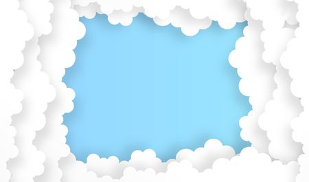 sky with cloud background, vector ,illustration, paper art style, copy space for textのイラスト素材