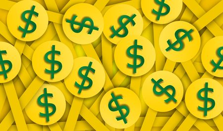 abstract dollar coin background, vector ,illustration, paper art styleのイラスト素材