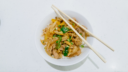 Gyudon , Japanese Food Menu : Rice, Meat (Pork, Beef) Onion With Sauceの写真素材