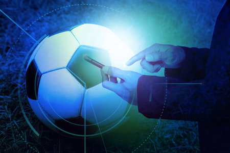 Online sport betting and soccer betting application conceptの写真素材