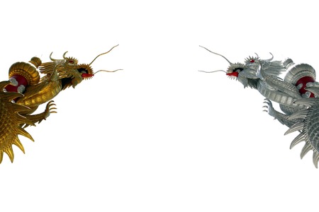 Chinese dragon gate on isolate backgroundの写真素材