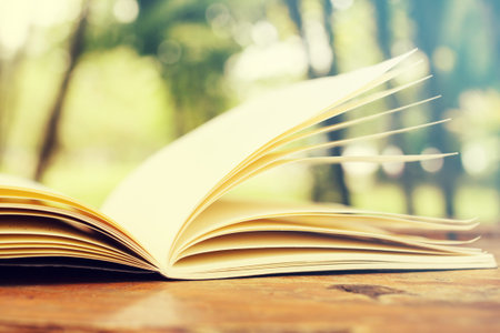 Book on wooden table