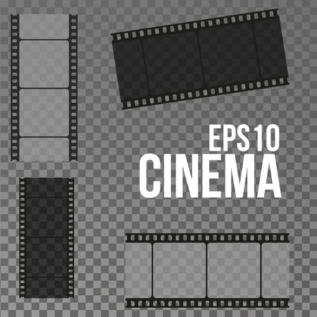 Set of vector film strip isolated on transparent background. Vector illustration.のイラスト素材