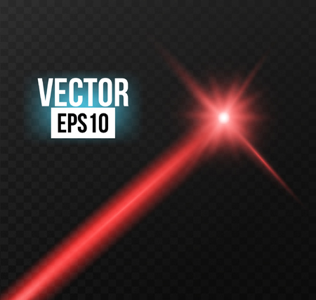 Red laser beam. Isolated on transparent black background. Illustrationのイラスト素材