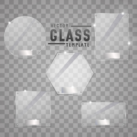 Set glass frame on transparent background. Vector illustration.のイラスト素材
