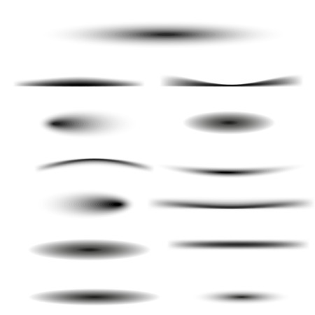 Paper Set sheet oval shadow effect. Vector transparent realistic shadows.のイラスト素材