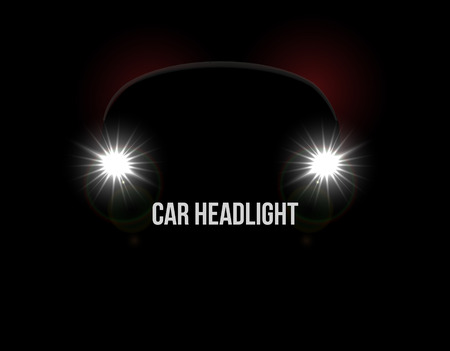 Car headlights. Headlamp glowing vector effect backgroundのイラスト素材
