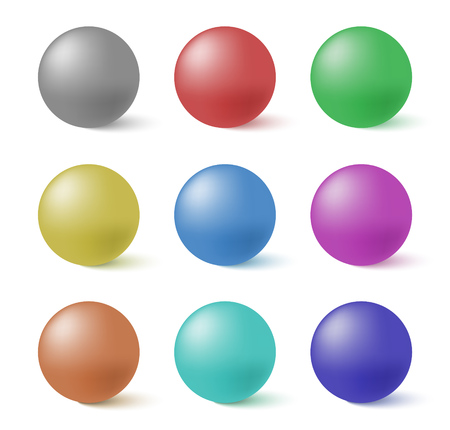 Collection of colorful spheres isolated on white background. Vector illustration.のイラスト素材