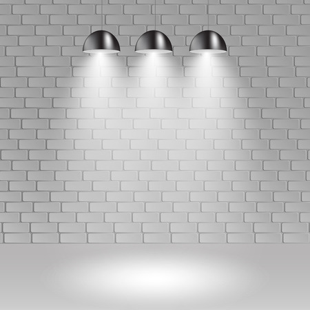 Empty white wall with lamps design. vector illustrationのイラスト素材